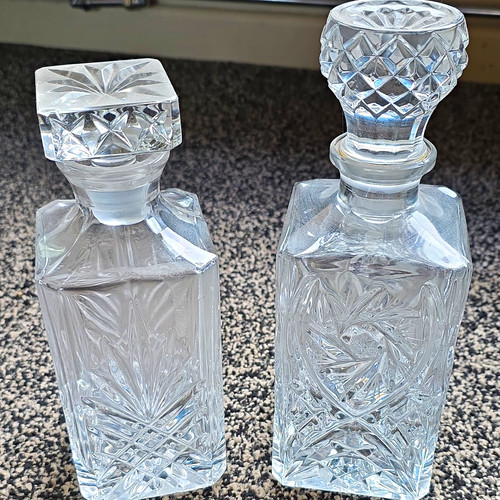 Unmarked pair clear cut glass - clear,