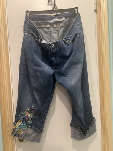 Denim cropped cuffed - denim,