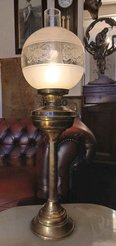 Edwardian brass converted oil - brass,