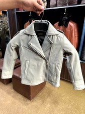 Kids Grey Leather Biker Jacket