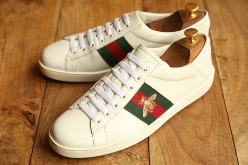 Gucci ace white leather bee - ace,