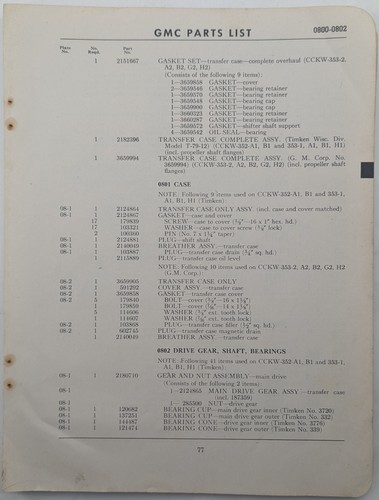 Original parts list for gmc - list,