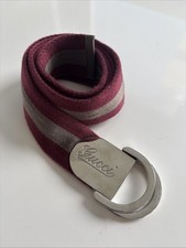 Gucci Double Loop Belt With Logo Stripes - Made In Italy