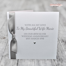 Personalised 25th Silver Wedding Anniversary Card Husband Wife Couple