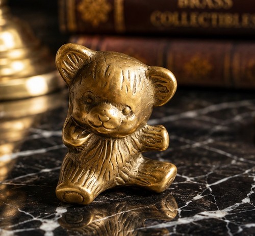 Vintage brass teddy bear - brass,