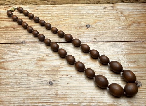 Vintage dark brown wooden bead - dark,