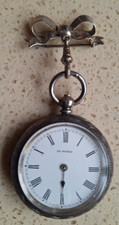 Solid Silver antique La Fidele Suisse pocket watch ticking. C1890 & Silver Bow