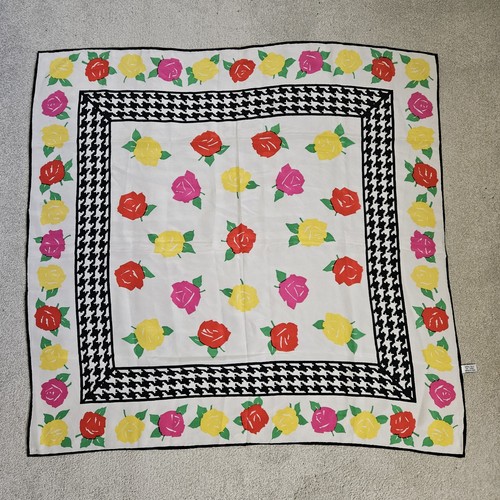 Silk scarf floral square - scarf,