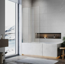 Glass Over Bath Shower  Fixed Screen 0.8mx1.4m Frameless 6mm  Silver Aluminium