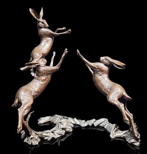 Moon dance hares solid bronze - dance,