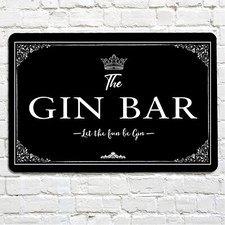 The Gin Bar Sign B&W Crown