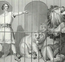 Landseer Edwin Van Amburgh and the lions original engraved print 1878