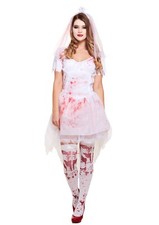 Ladies BLOODY BRIDE Halloween Costume Fancy Dress Prom Queen Carrie 80s Outfit