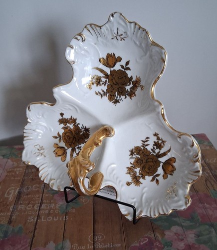 Vintage porcelain divided dish - vintage,
