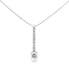 De Beers Certificated Brilliant Cut Diamond Drop Pendant Necklace