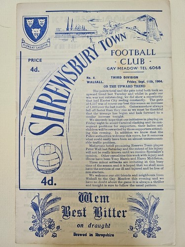 1964 1965 shrewsbury town - shrewsbury, v