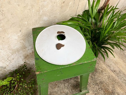 Vintage white enamel - white, lamp