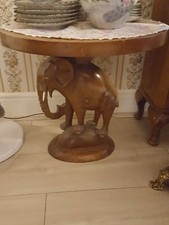 RARE WOODEN CARVED ELEPHANT OCCASIONAL TABLE OVAL SHAPE
