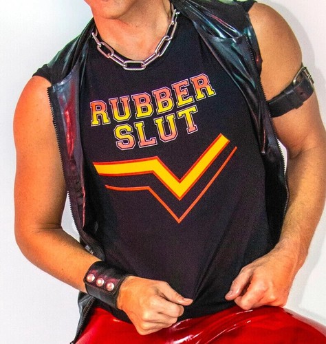 Rubber slut black mens shirt - rubber,
