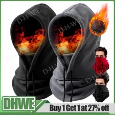 Winter Thermal Fleece Balaclava Ski Mask, Neck Warmer, Snood, Scarf, Hooded Hat