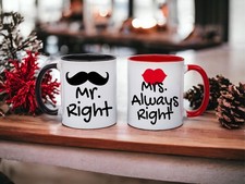 Mr. and Mrs. Right Mugs in