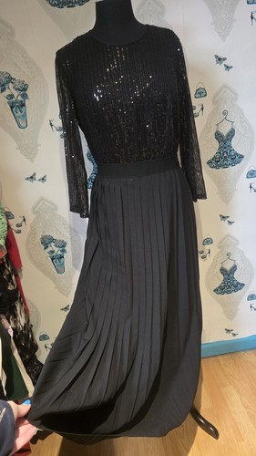Beautiful black sequin pleated - black,