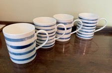 Marks And Spencer 4 X Striped Blue Mug 