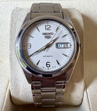Seiko 5 Automatic 7S26-0440 Stainless Steel Watch 21 Jewels White Dial Japan
