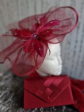 Burgundy Fascinator And Bag