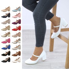 Womens ladies chunky mid heel