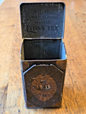 Antique Edwardian Art Nouveau 1930s Lyon's Perpetual Calendar Tin Tea Caddy
