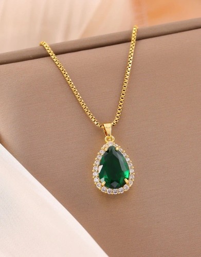 Gold emerald cubic zirconia - gold, &