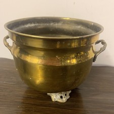 Antique Brass Footed Planter Pot - Jardiniere