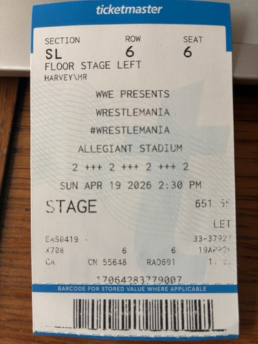 Wrestlemania ticket stub - wrestlemania,