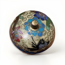 Vintage Cloisonné Apple Trinket Box Bird Design Blue Enamel Interior – Oriental