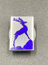 Walker & Hall Birmingham Sterling Silver Blue Stag Emblem Brooch