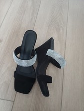 Linzi Ladies Stunning Black Rhinestone design Evening Sandals Shoes size 7