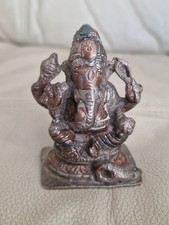 Brass Ganesh Deity God Statue Hindu Elephant God Solid Copper Antique Figure