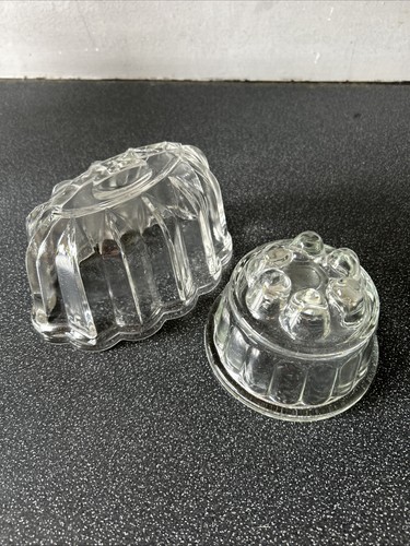 Two vintage glass jelly moulds - two,