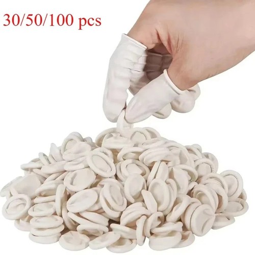 100pcs white latex finger - white,