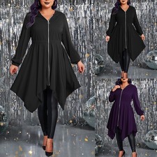 Plus Size Women Zipper Hooded