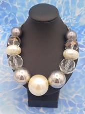 Marks And Spencers Silver Tone & Imitation Pearl Mixed Beaded Chain Necklace