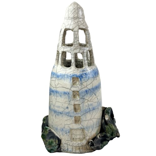 Raku pottery lighthouse - raku,