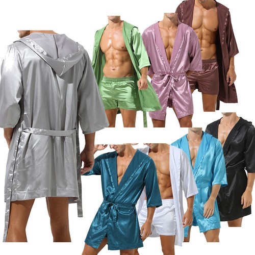 Men satin kimono robe - kimono,