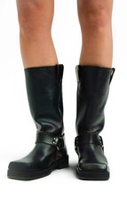 Topshop Womens Black Leather