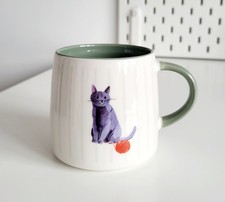 John Lewis Fine China Mug - Cat With Ball Of Wool Green Inside Tiny Defect 