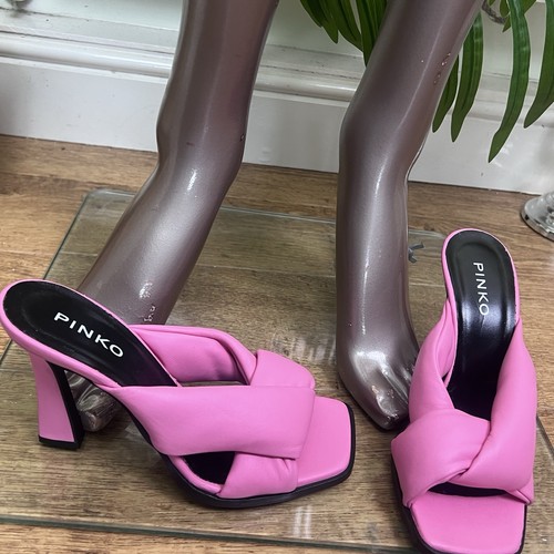 Pinko pink leather square toe - pink,