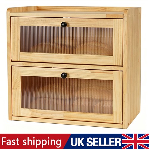 Wooden bread bin double - wooden,