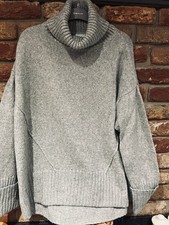 H&M Women's Grey Knit Jumper Oversized Size M