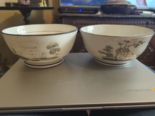 Two Antique 19th Century Black Transferware Bowls